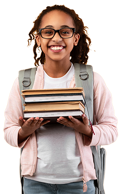 kid with books